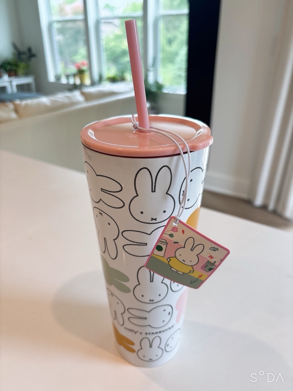 Miffy Pastel Pink Travel Tumbler with Straw
